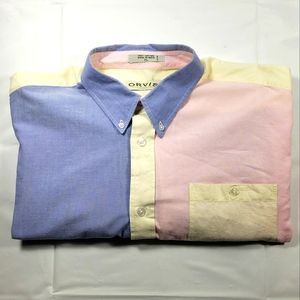 Orvis Men's Short Sleeve Colorblock Button Down Shirt Sz. XL